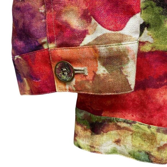 CHICO'S Watercolor Print Jacket Size Large (Chico's 2) Linen/Cotton Womens Top - Picture 8 of 11